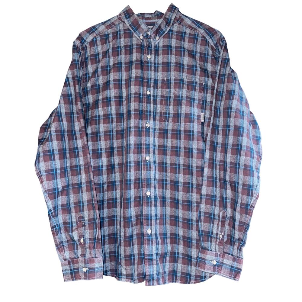 Mountain Hardwear Plaid Button Down Shirt Men XL Blue Purple Long Sleeve Outdoor